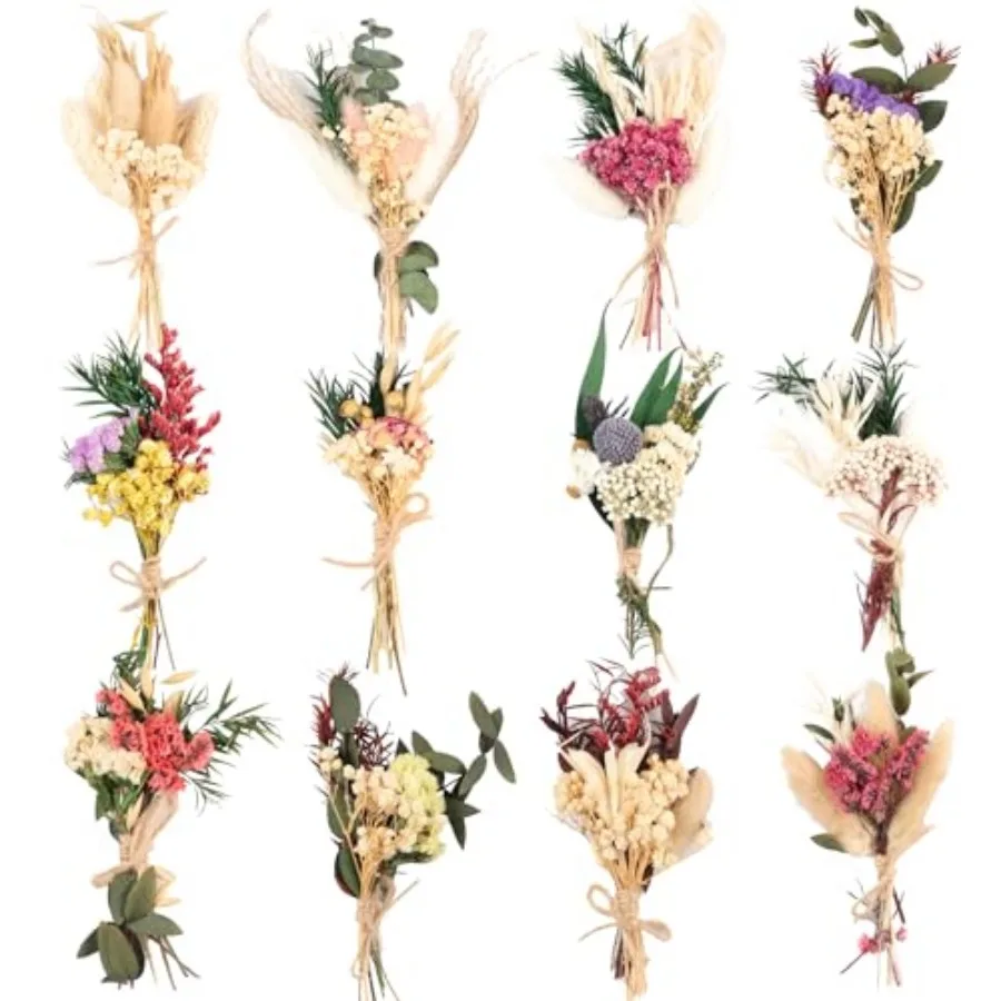 

12Pcs Mini Dried Flower Bouquet Wildflowers Flowers for Vase Natural Real Flowers for Crafts Small Boho Bulk Dried Flowers for