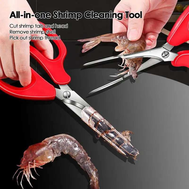 Shrimp Deveining Tool Compact Portable Shrimp Cleaner Tool Crab Leg Scissors Multifunctional Shrimp Deveiner Scissors Stainless