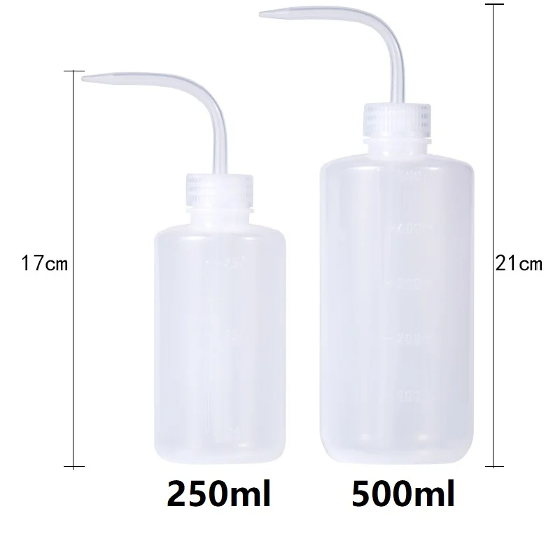 Botella de agua transparente para carne, recipiente para líquidos, hervidor de agua para laboratorio de riego, larga curva, 250/500/1000ml