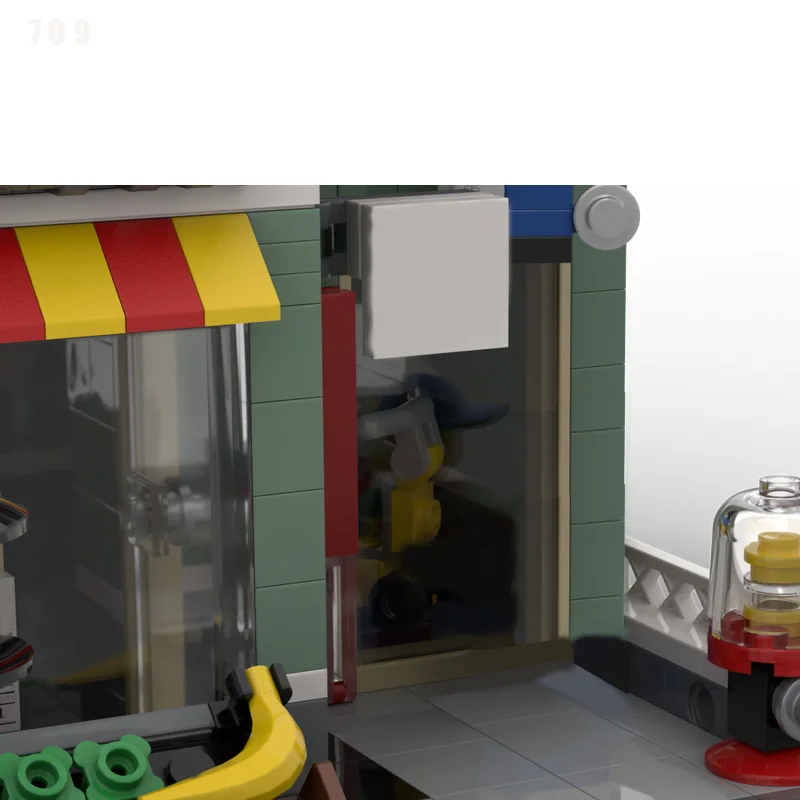 Novo 709 pçs cidade casa de construção brinquedo mercearia moc31036 tijolos modulares diy montagem educacional das crianças brinquedos presentes natal