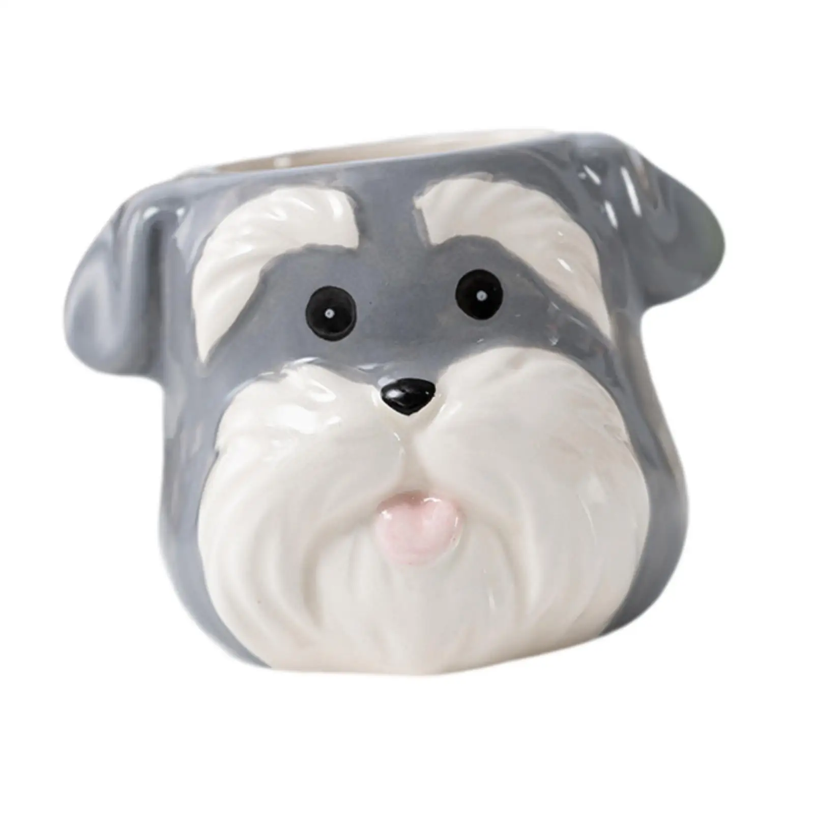 Pottery Cartoon Dog Puppy Figurine Planter for Decorating Entrance Versatile