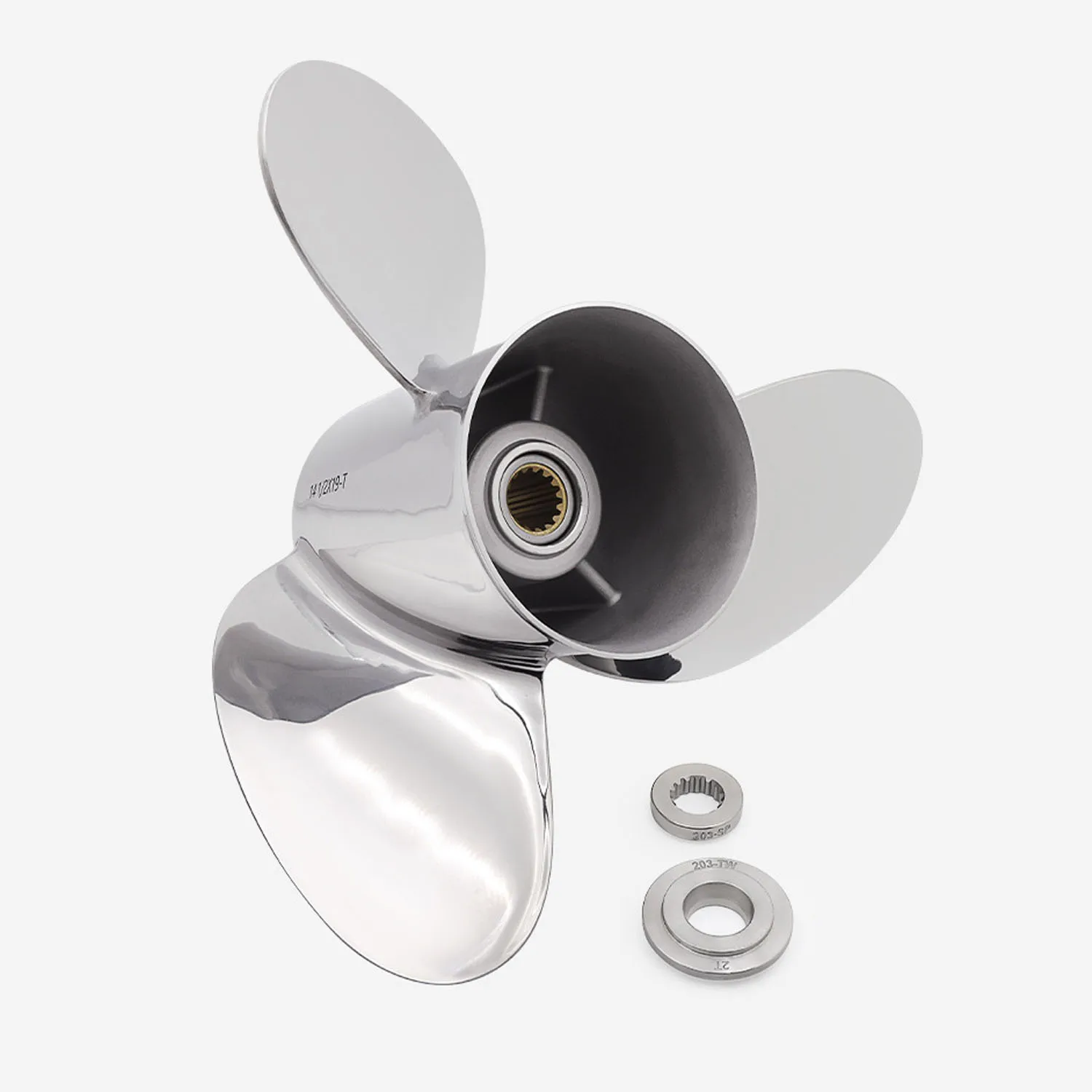 Outboard Motor Stainless Steel Propeller for Yamaha 2-stroke 4-stroke 175-225 HP 14 1/2X19 61A-45974-00-SS 3X14 1/2X19