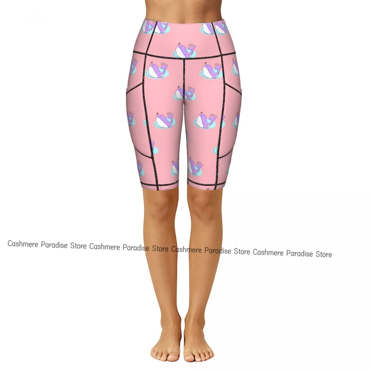 Shark Sport Yoga Shorts Pants Women Fitness High Waist Hip Lift Running Yoga Side Pockets Tights Sportswear