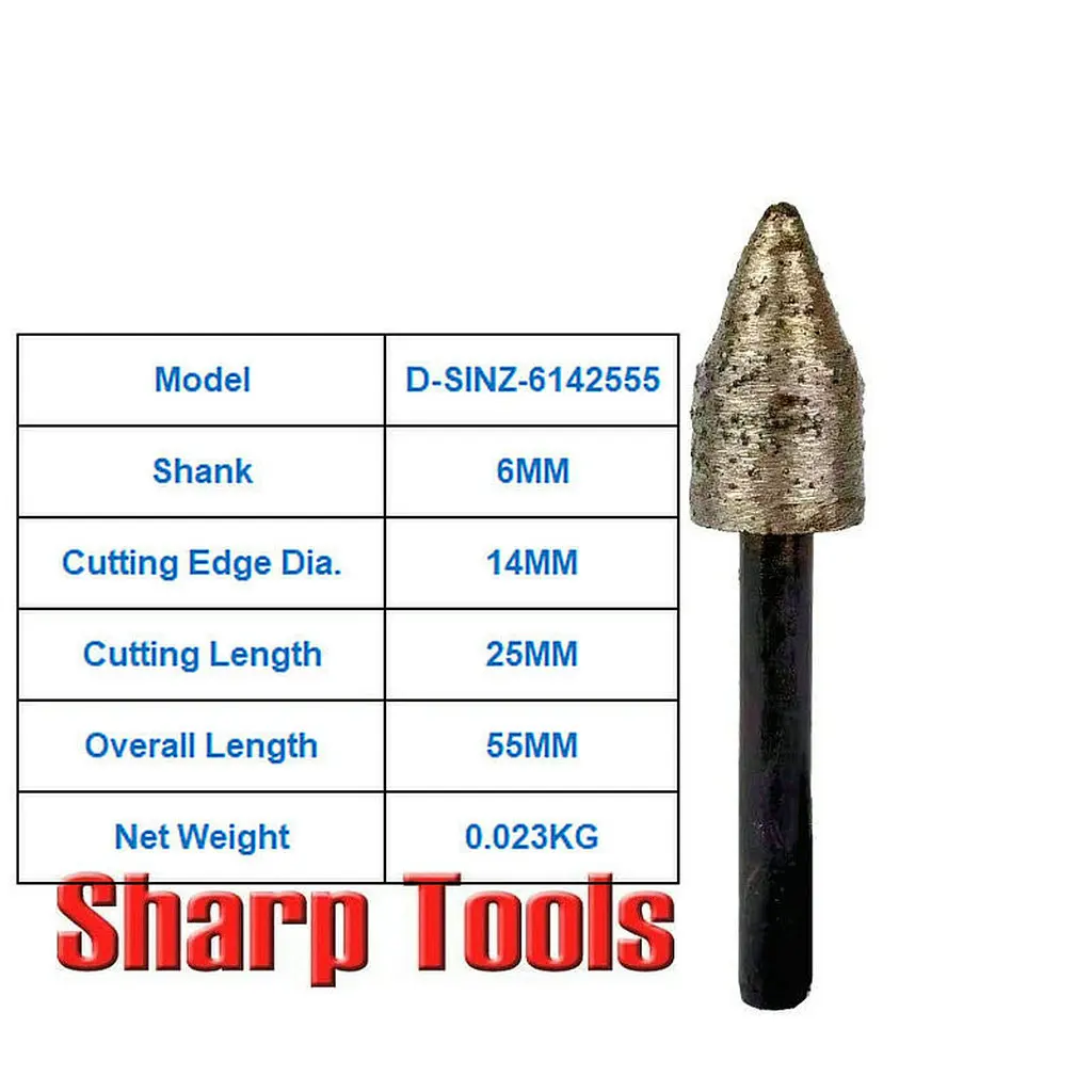 Kepala Gerinda berlian Sintered 45 Mesh, 10 buah pemotong penggilingan batu, alat ukir granit giok poles CNC Router bit