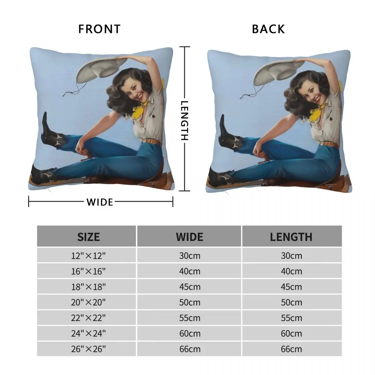 Wild West Riding High Cowgirl Square Pillowcase Polyester Linen Velvet Creative Decorative Pillow Case Room Cushion Case 45x45