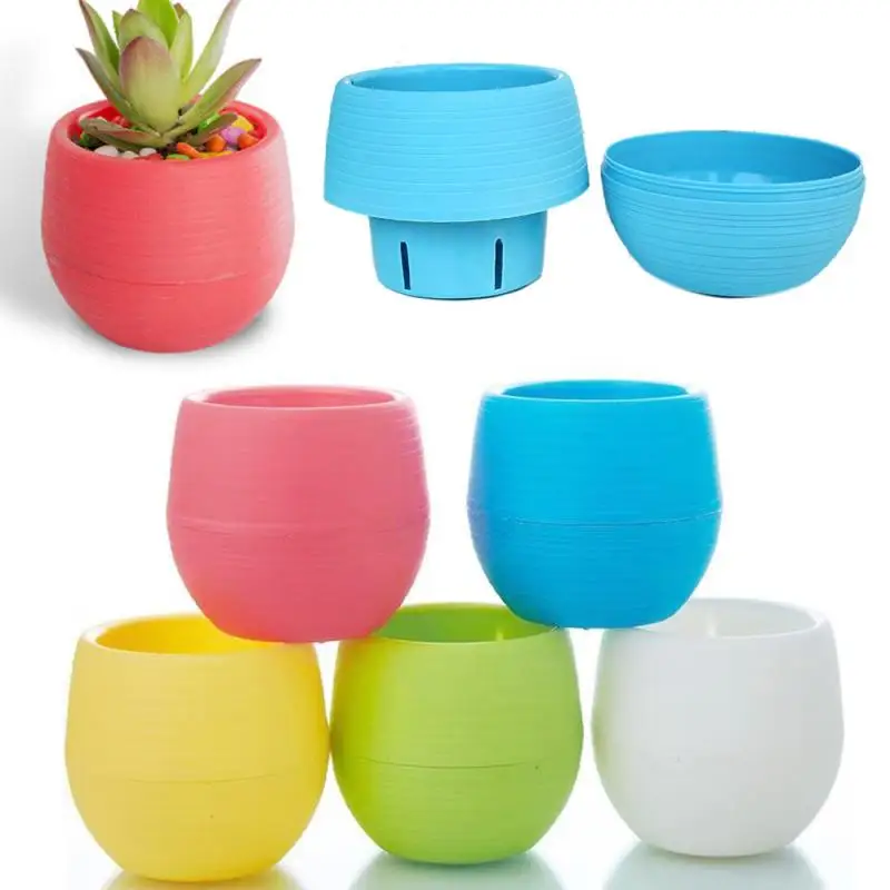 5pc Mini Flowerpot Indoor Garden For Succulent Plant Pot Colourful Plastic Plant Flower Pot Garden Home Office and Balcony Decor