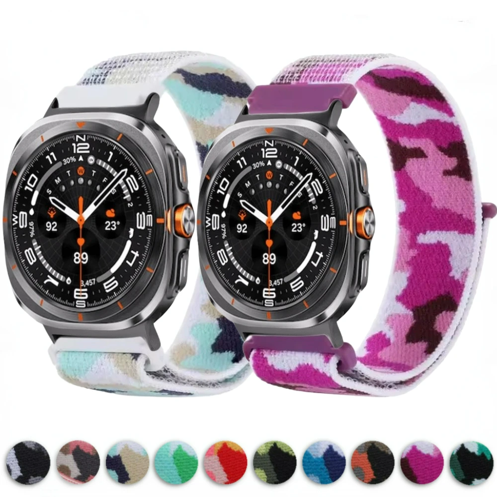 

Nylon Loop Band for Samsung Galaxy Watch Ultra Camouflage Replaceable Bracelet for Samsung Galaxy Watch 7 Ultra 47mm Sport Strap