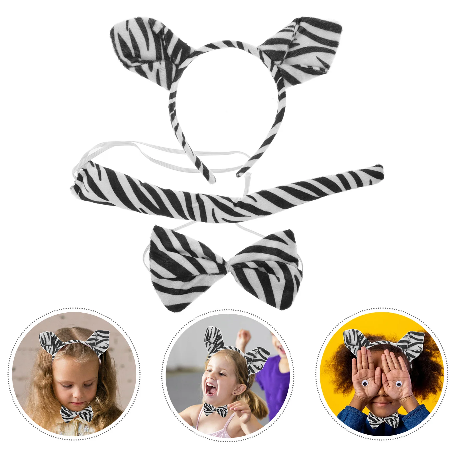 Zebra Ear Headband Ears Tail Halloween Cosplay Supplies Costume Accessory Animal Hairband