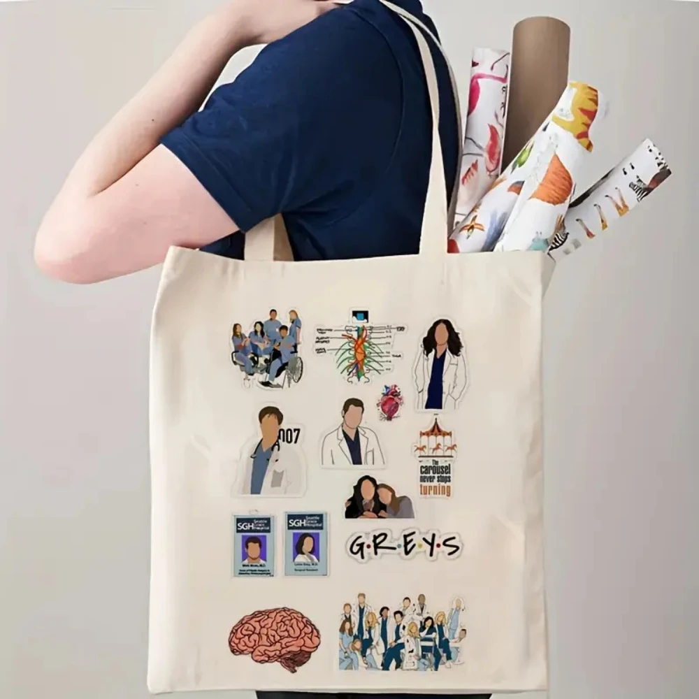 Cute Cat Dog Medical Canvas Tote Bag, Funny Nurse Doctor Print Shoulder Bag, Aesthetic Handbag for Pet & Medical Lovers, Gift