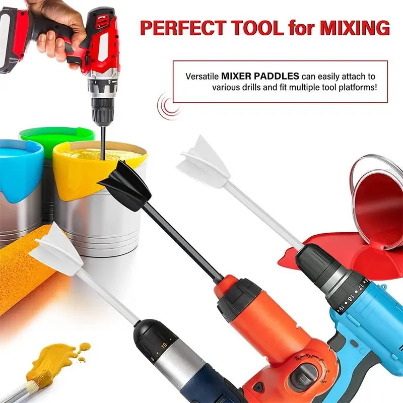 4Pcs Epoxy Mixer Paint Drill Attachment Paddle Consistency Liquids Resin Head Stirrer Spiral Blade Stirring Rod Tool