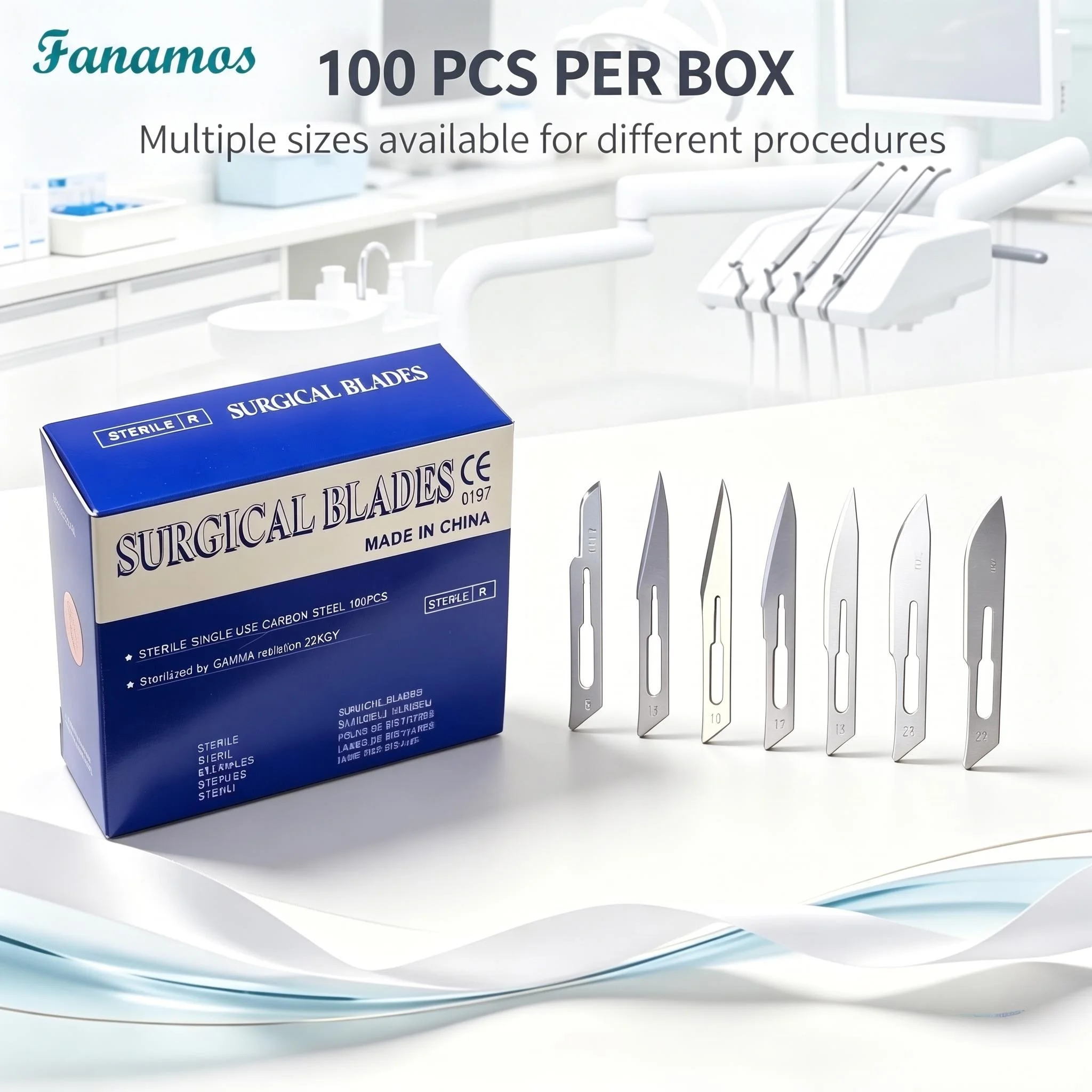 Edelstahl 10/23 Sterile Dentalskalpellklingen-Set mit 3/4/7 Griffen – Dissektionswerkzeug für Oralchirurgie und Dentallabor