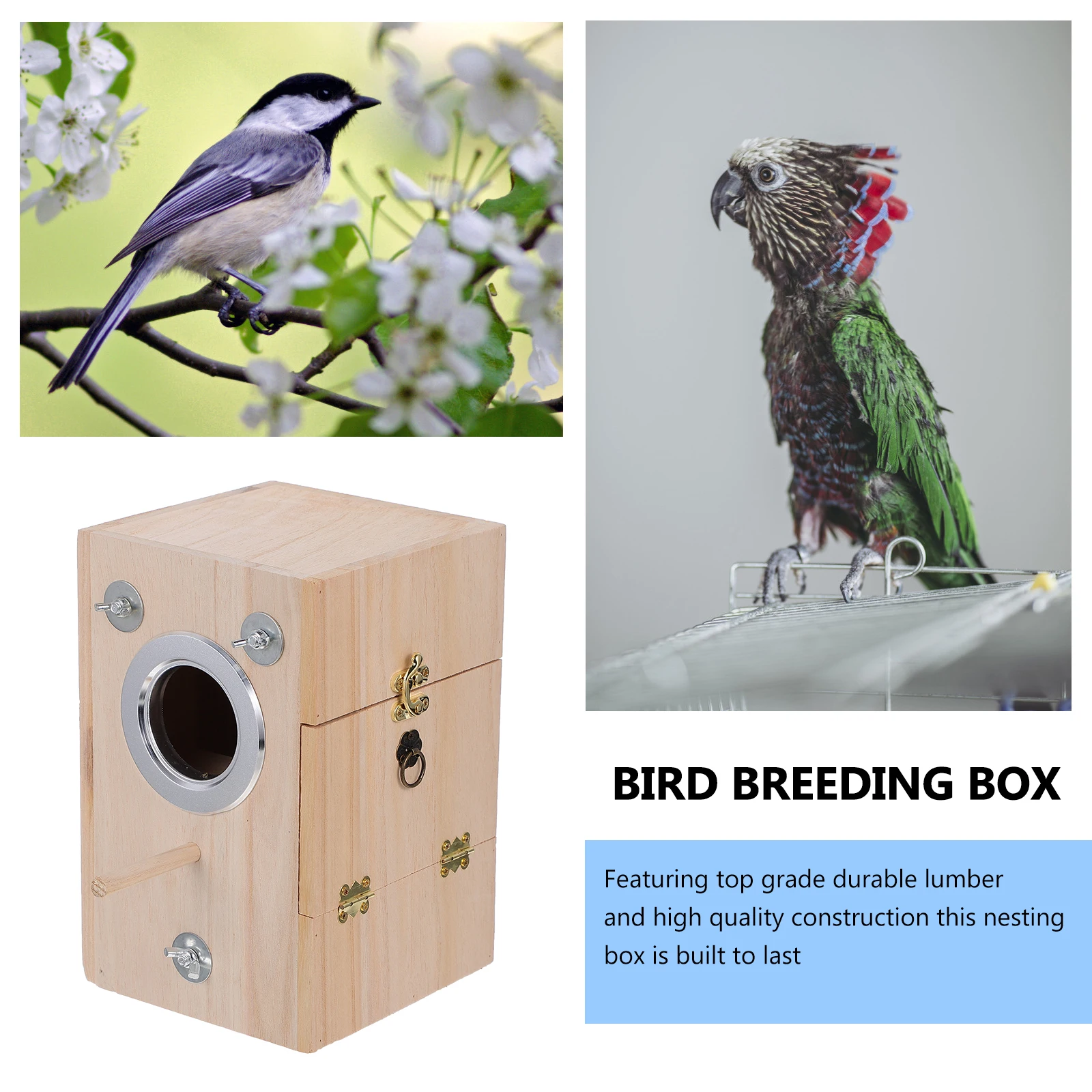 

Bird Breeding Box Small Size Wooden Parrot House Natural Wood Warm Cage Egg Protection Training Supplies Outdoor Hatching Box