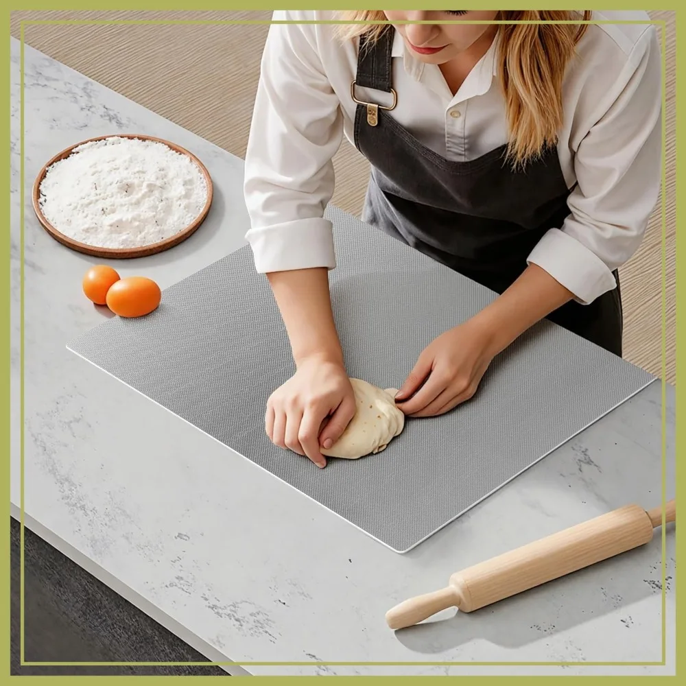 

19.6" x 15.7" Heavy Duty Stainless Steel Cutting Board with Lip & Non-Slip Pads, Scratch Resistant, Easy Clean