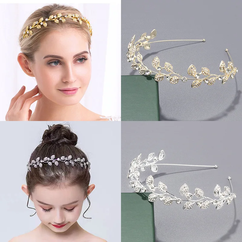 vintage hollow leaf rhinestone headband bride wedding crown headwear Queen party birthday hair crown temperament