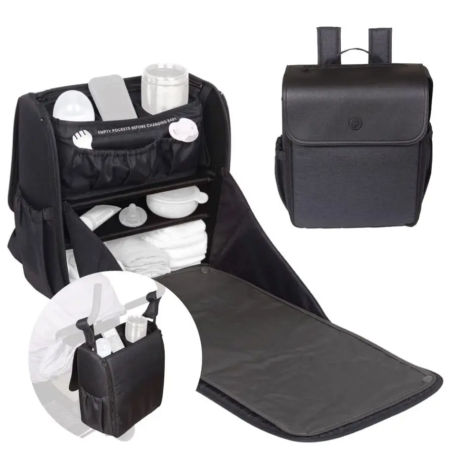 

Convertible Diaper Bag Backpack with Changing Station amp Removable Caddy Reinforced Stitching, Insulated Bottle Pockets, Stroll