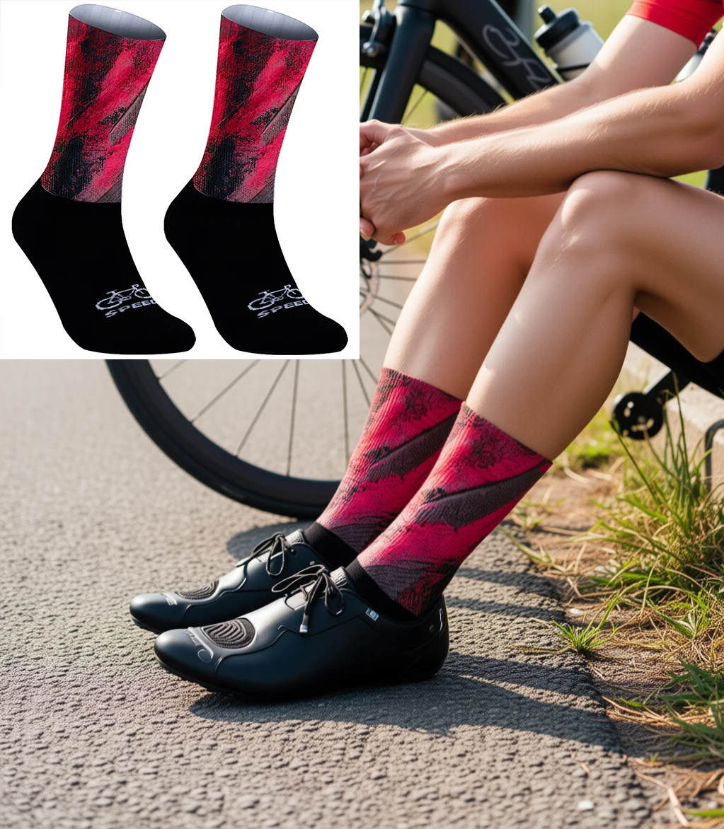 

Легкие и удобные велосипедные носки, красные и черные загадочные столкновения, обеспечивающие комфортную езду на велосипеде