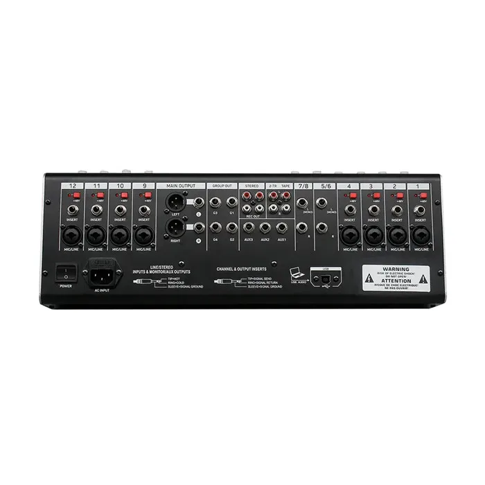 TKG MQ122 12 ช่องกลางแจ้ง 48v Phantom Power USB BT ประสิทธิภาพอุปกรณ์เสียง dj mixer เสียงระบบจีน dj mixer