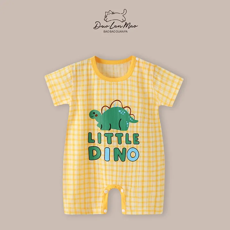 0-2 Years Baby Boys Summer Thin Cartoon Rompers Baby Girls Short Sleeve Bodysuit Newborn Infants Jumpsuit New Costume