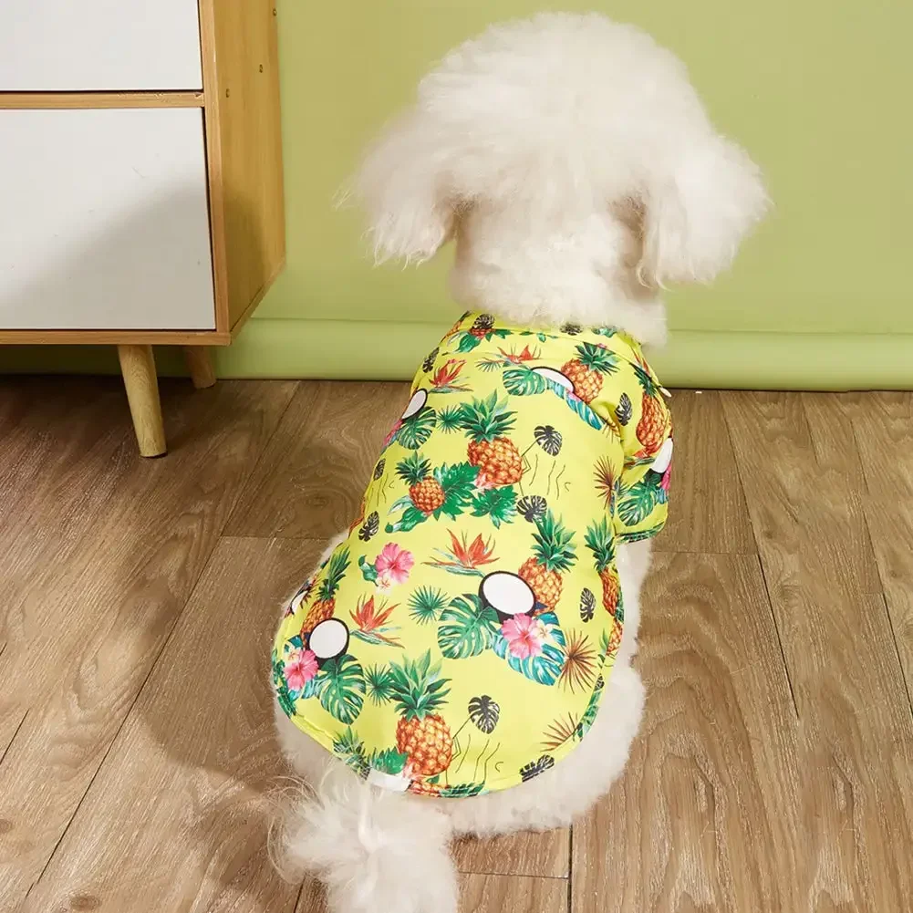 Pet Summer Dog Clothes Cool Beach Hawaiian Style Dog Cat Shirt Short Sleeve Coconut Tree Printing XS-5XL Small Medium Large Dog