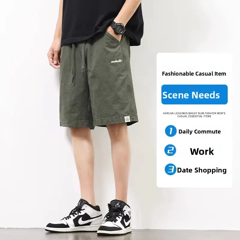 

Ice Silk Pure Cotton Workwear Five-Point Pants Men's Summer New Loose Straight Casual Mid-Thigh Trendy Thin Short Pants
