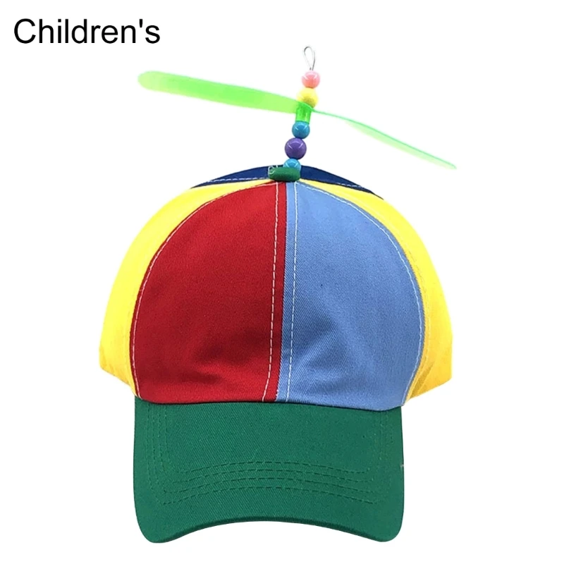 Chapeau Baseball couleur arc-en-ciel avec hélice détachable, chapeau soleil drôle d'hélicoptère