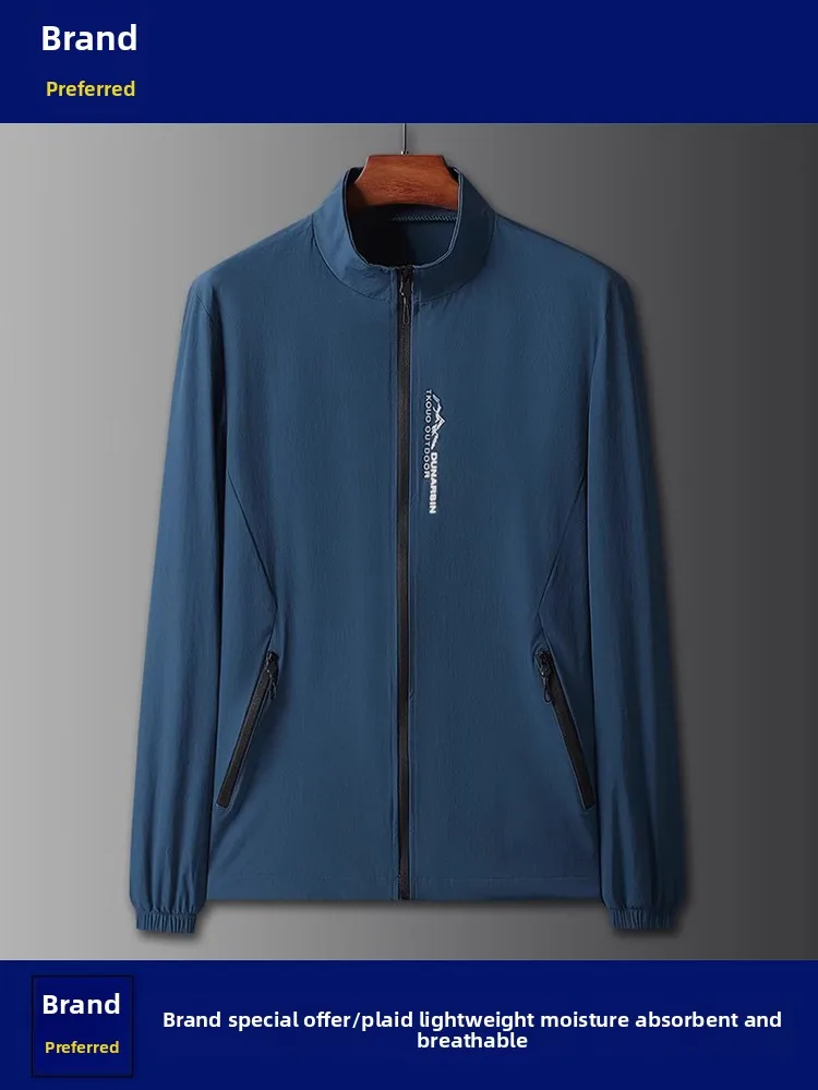 

Summer New Sle Men's Fiing Windproof Sun Protection Jaet Collar Zipper Long Sve Loose Fit Breathable Sportswear