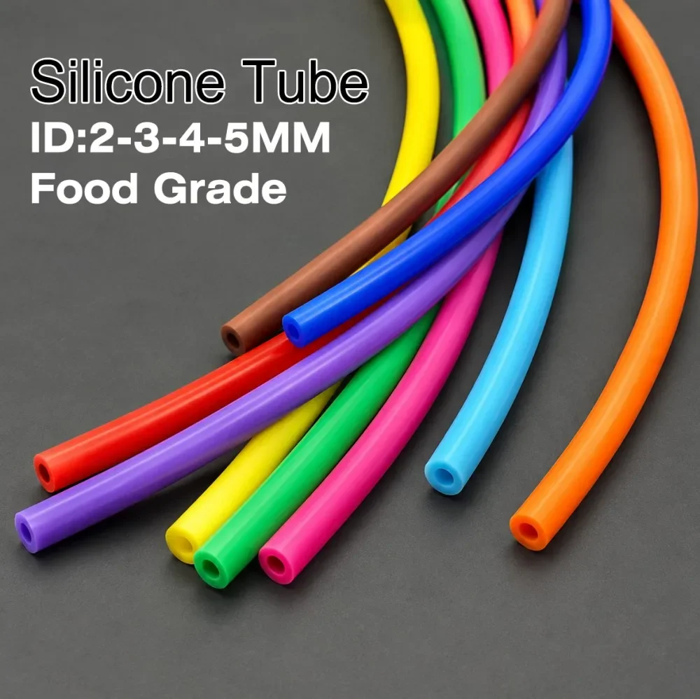 Food Grade Silicone Hose ID2 3 4 5mm Food Grade Odorless Anti-Aging Heat Resistant For Drinking Water Air Pump Colorful Silicone