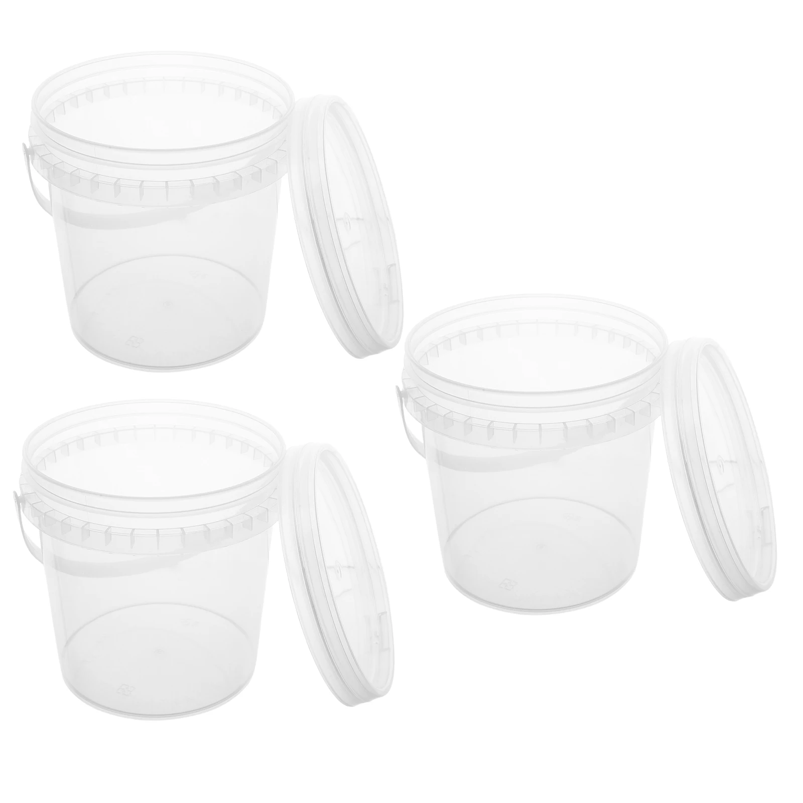 

3pcs Ice Transparent Storage Bucket Cream Bucket Sealed Lid Transparent Storage Container Handheld Food Jam Kitchen Bar