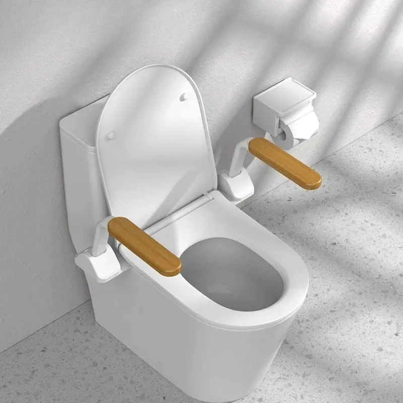 Foldable Toilet Safety Rail, No Drill Elderly Grab Bar, Quiet Carbon Steel Handrail, Space Saving Bathroom Assist for Pregnant