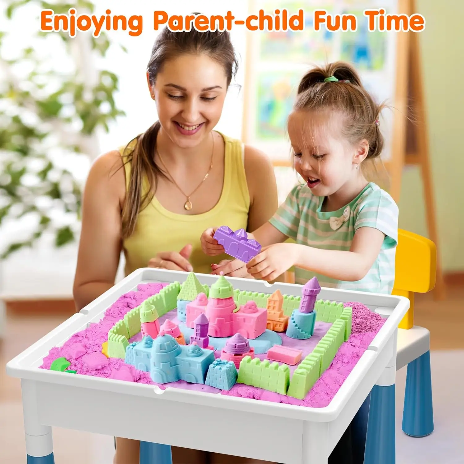 طاولة نشاط وكرسي للأطفال الصغار ، ركض رخامي كبير ، مكعبات بناء ، طاولة رمال ومياه ، 7 في 1 ،!!