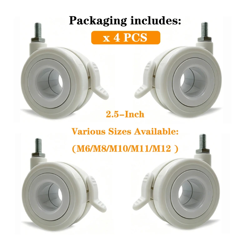 4Pcs 2.5 Inch Hollow Swivel Caster Wheels Premium Silent No Noise Durable for Office Chair Furniture Storage Cabinet