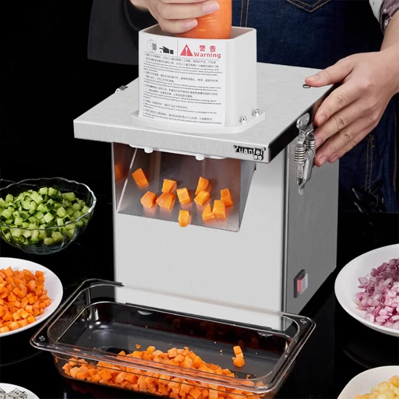 Commercial electric vegetable slicer, wave type potato slicer, large inlet fruit slicer or diced food processor, 6-piece blade