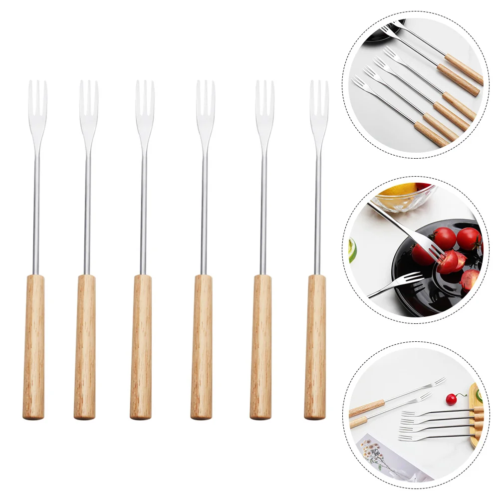 

6 Pcs Chocolate Fondue Fork Silverware Forks Electric Pot Dippers Cheese It Ice Cream