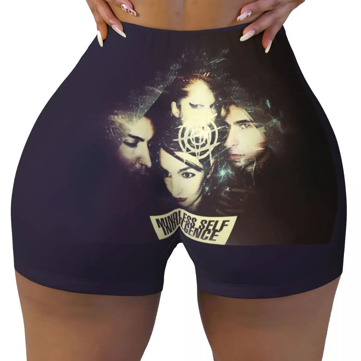 Custom Msi Mindless Hip Hop Punk Rock Self Indulgence Volleyball Biker Workout Shorts Women Electro Athletic Gym Yoga Shorts