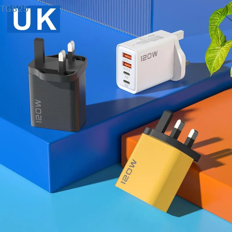 【AN】USB C Fast Charging Station 4 Port 120W PD QC30 Wall Charger Adapter High Speed for Smartphone Tablet Hotel Room