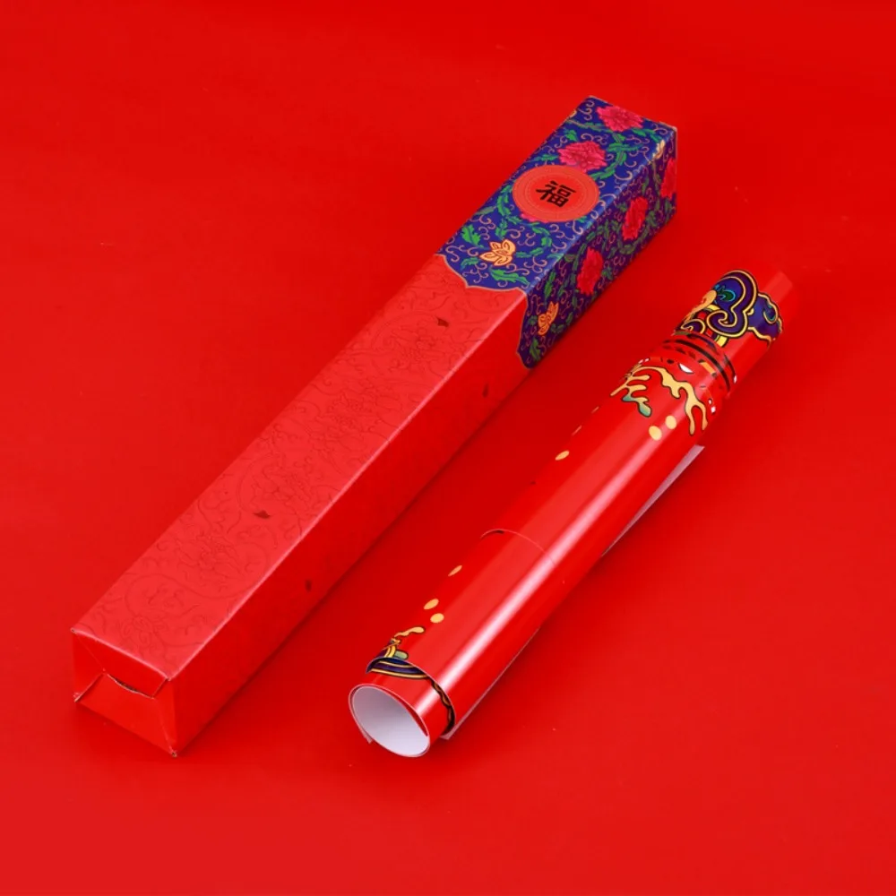 Autocollant de porte de style chinois Fu rick, papier épaissi, couplet du Nouvel An 1.2, décoration du festival du printemps, couloir, 2025 m, ensemble de 5 pièces