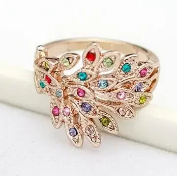 Italina Rigant Elegant Geunie Austrian Peacock Ring Rings For women With Austrian Crystal Stellux C1#RG96496