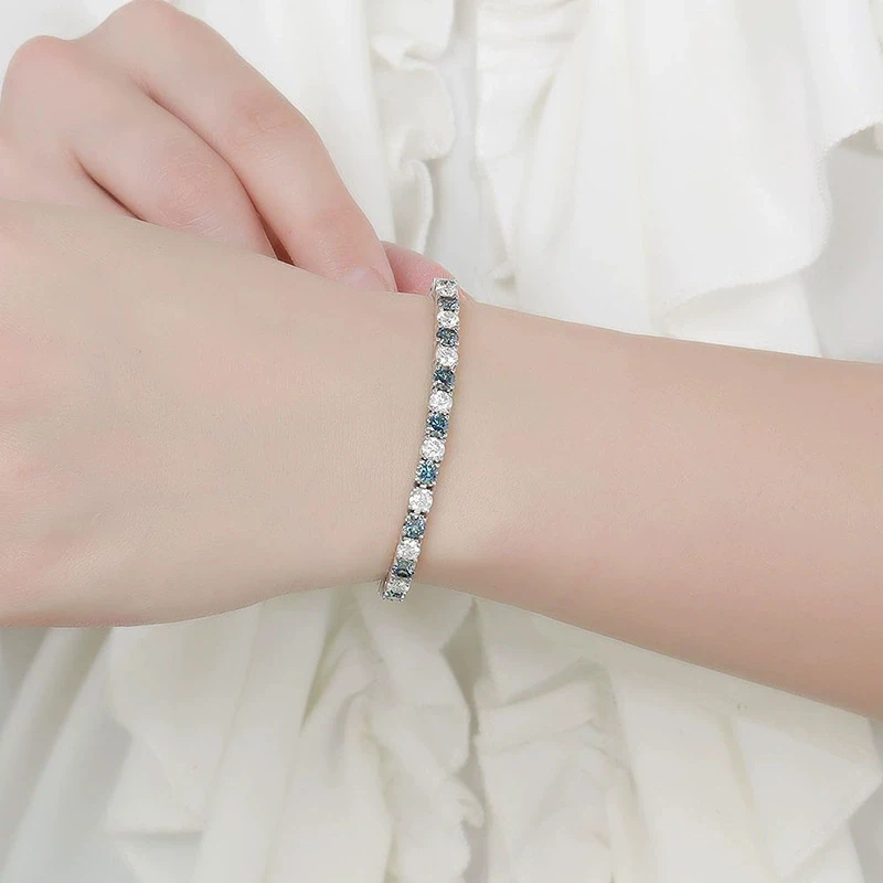 Tezzc Weißes und Regenbogenfar – Moissanite Tennis Bracelet 925 Sterling Bewertung und Preis
