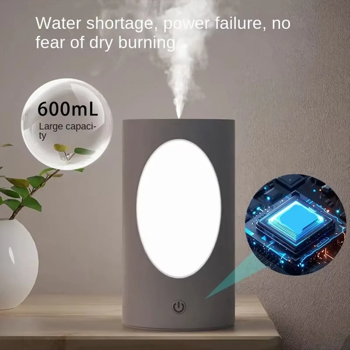 [Vend for]Rechargeable 600ml Portable Aroma Diffuser with Colorful LED Lights - Wireless Air Humidifier for Home and Travel
