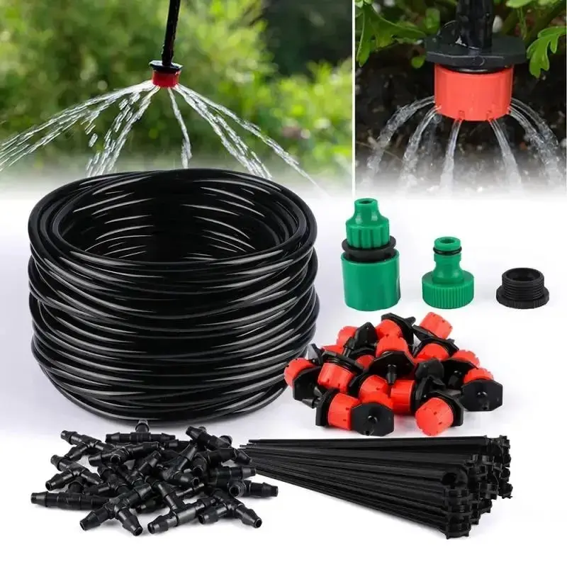 Drip Irrigation System Automatic Watering Garden Hose Micro Drip Watering Kits Adjustable Nozzle Garden Supplies System Water