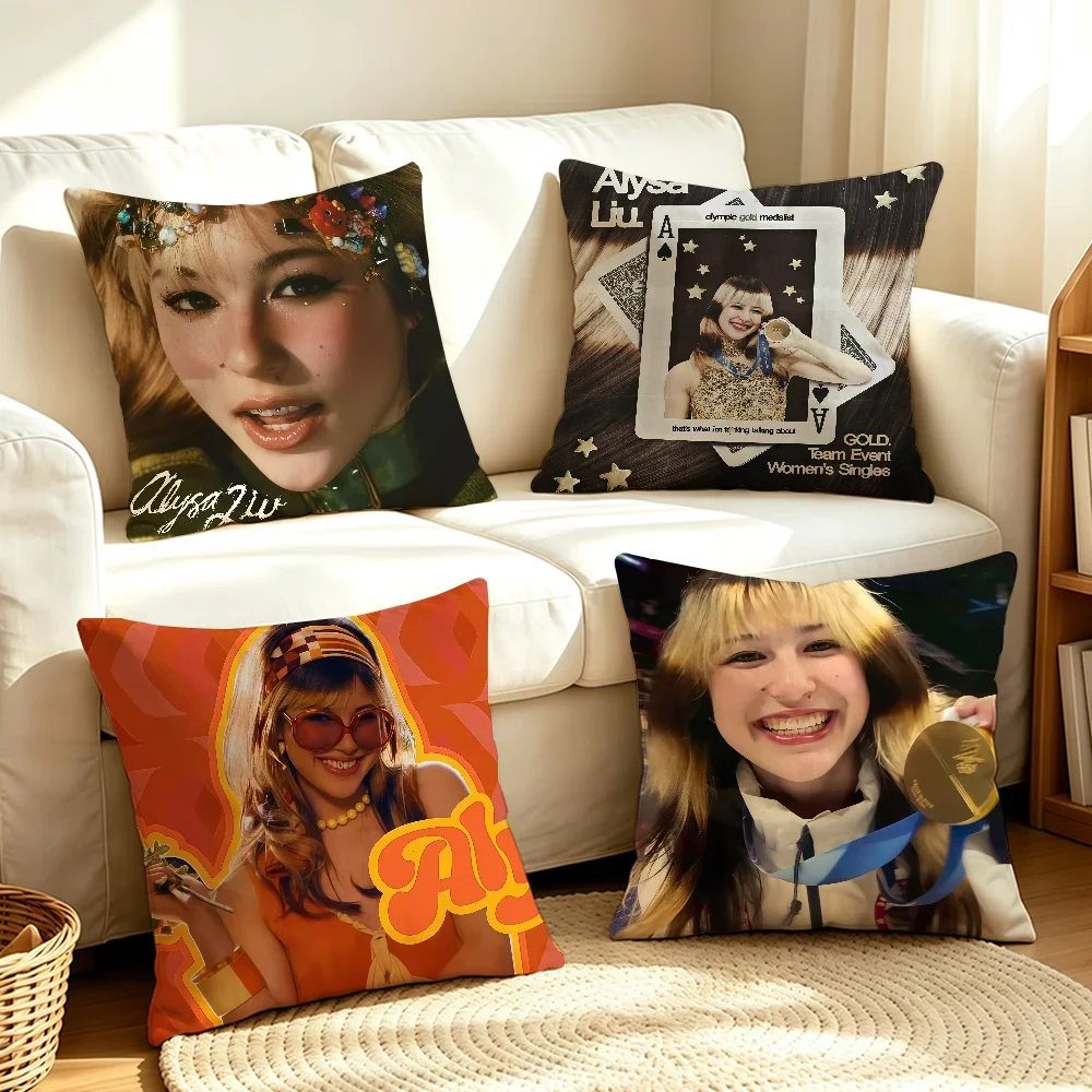Skating Sport Alysa L-Liu cushion cover Soft Smooth Pillow Case Hidden Zipper Washable Decorative Couch Office Gift