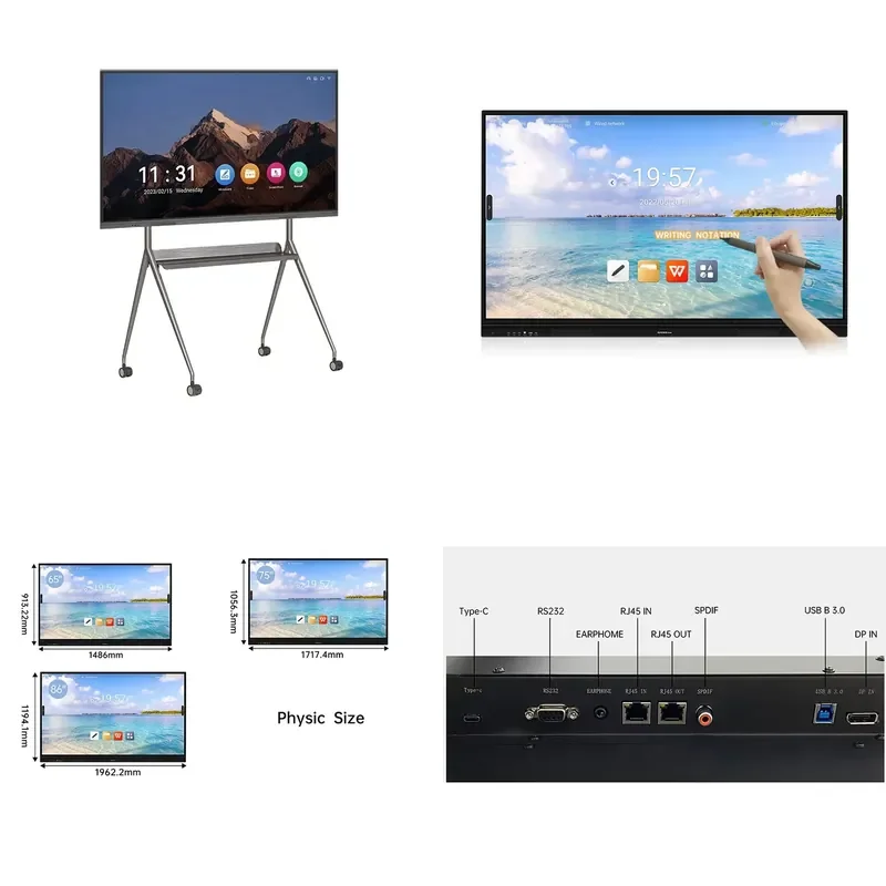 GAOKEview Interactive Flat Panel Board Digital Whiteboard Smart Board Education TV Android 4k Drawing Tablet Display Screen
