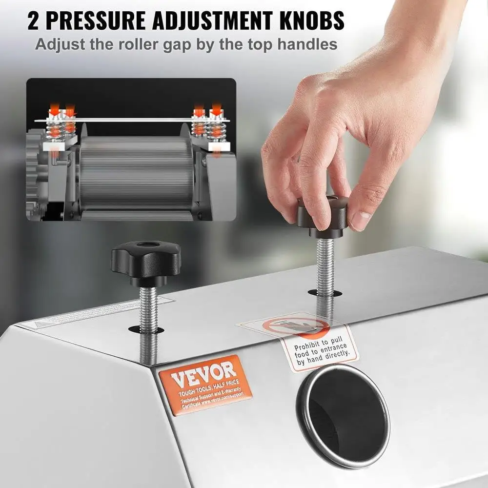 商業用高出力サトウキビジューサー 110LBS/H 3 ステンレス鋼ローラー 2.4 大型入口手動ジュース抽出器