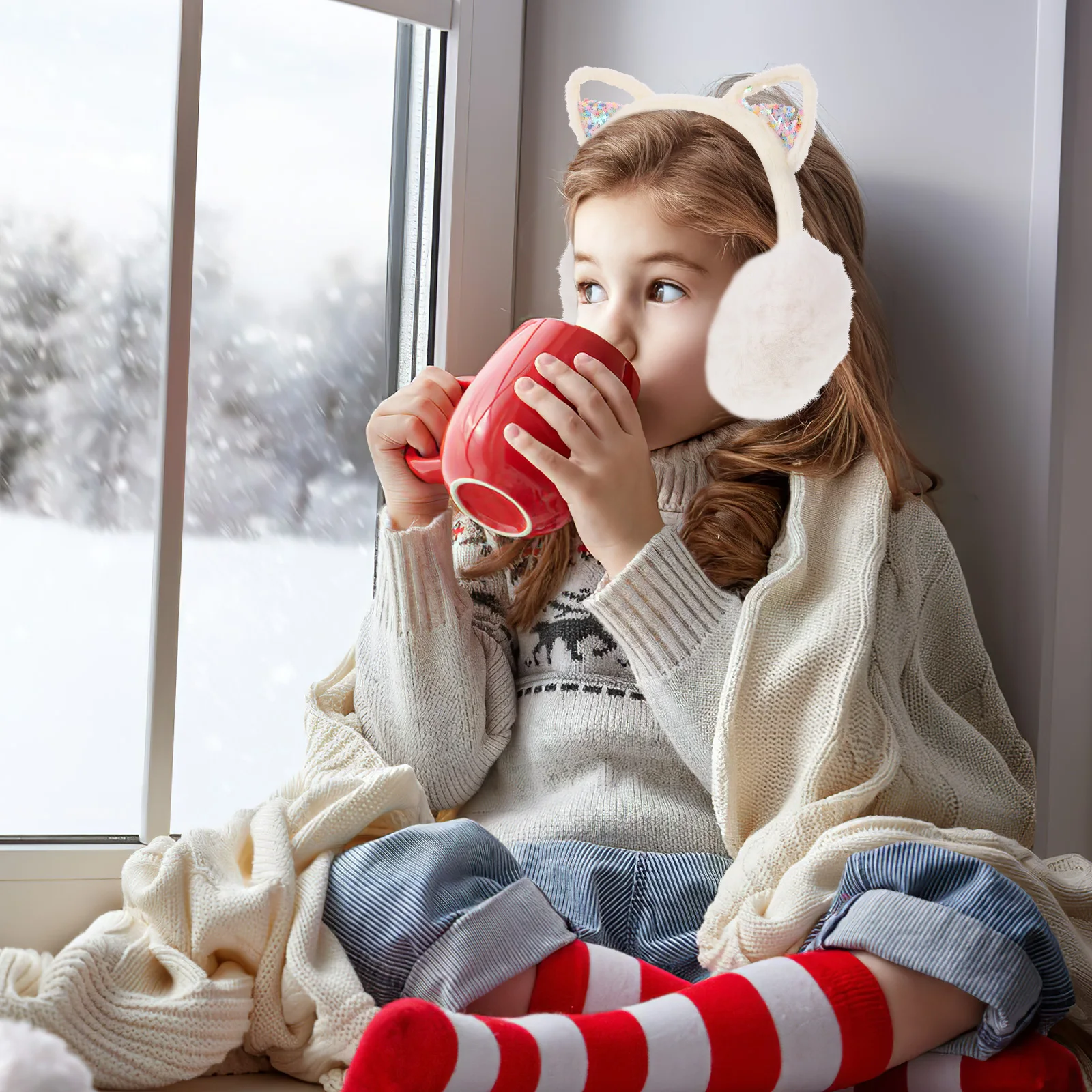 لطيف القط غطاء للأذنين الشتاء الأذن دفئا يندبروف الحرارية غطاء للأذن للسفر في الهواء الطلق النساء الملحقات #5