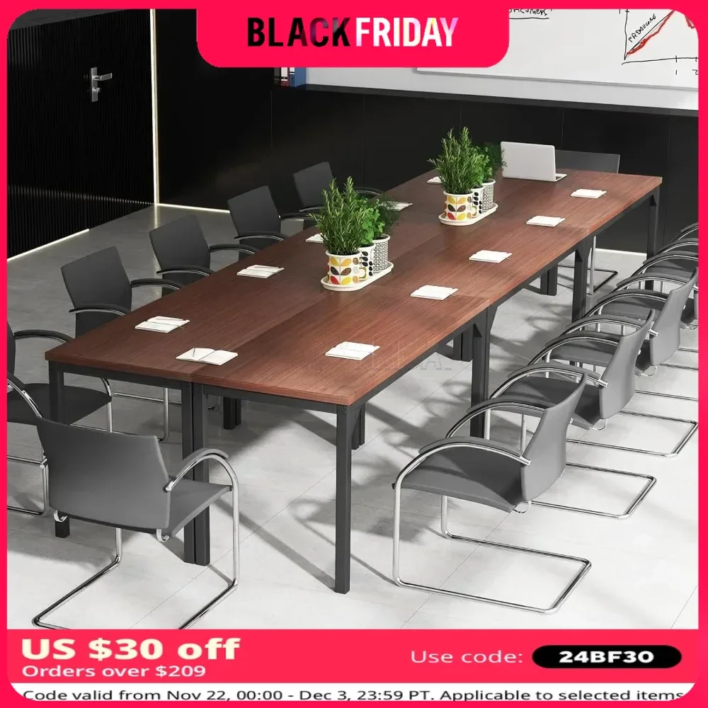 Conference Table Set of 4, Meeting Room Table with Large Tabletop & Heavy-Duty Metal Frame, Multifunctional Conference Table