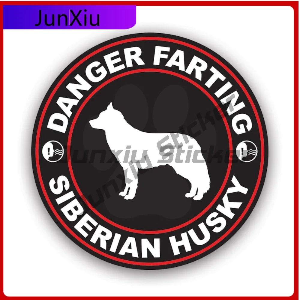

Danger Farting Siberian Husky Sticker Uv Protected Decals Dog Canine Pet Sled Dog Chukcha Auto Decor Car Sticker Vinyl Decal Die