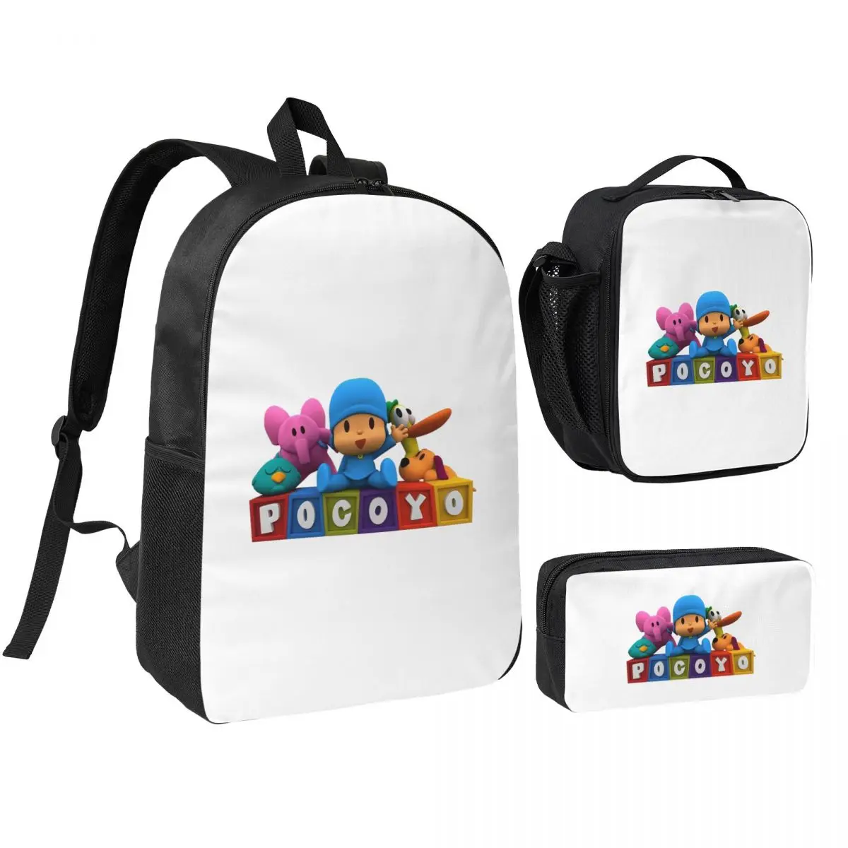 Mochila POCOYO para estudiantes, niños y niñas, mochila escolar, bolsos de hombro para ordenador, bolsa de almuerzo aislada de 3 piezas, estuche para lápices