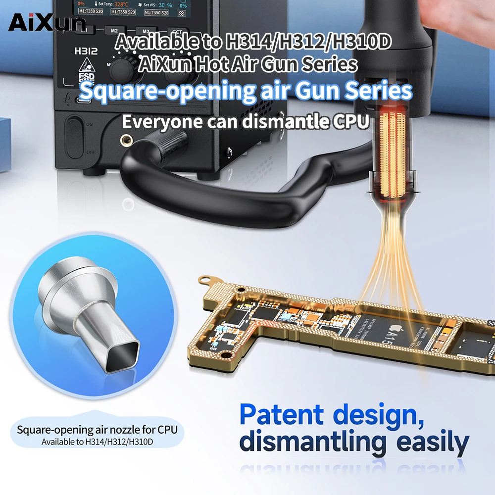 Aixun Hot Air Gun Square-opening Air Nozzle Support Available To H314/H312/H310D Hot Air Gun Using CPU Dedicated Air Nozzle Tool