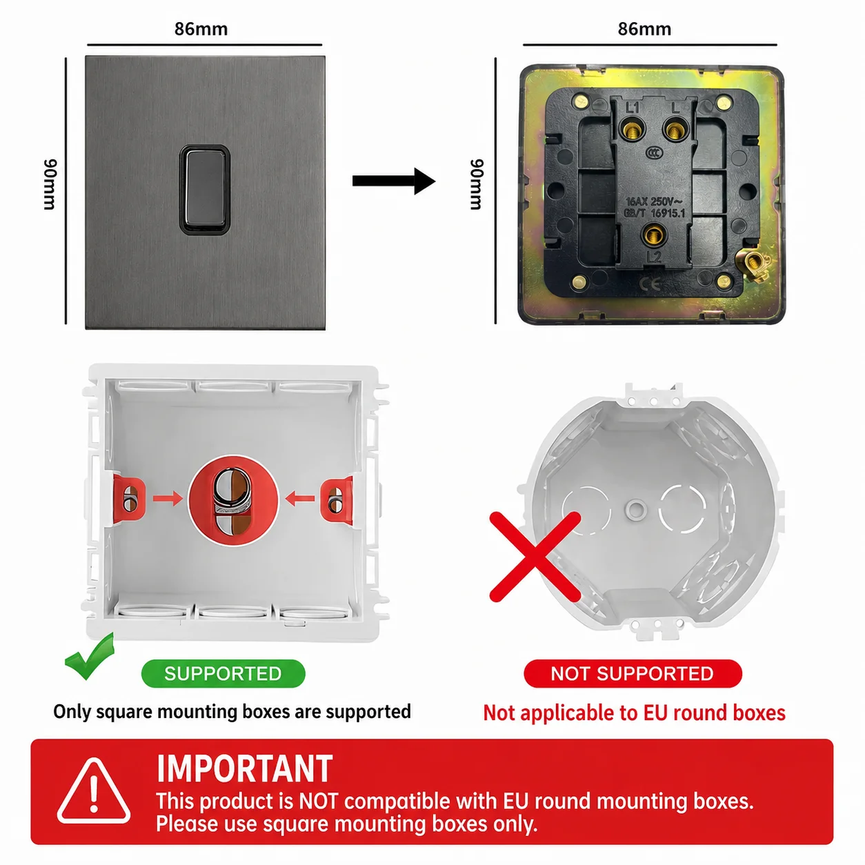 Grey Stainless Steel Metal Panel Wall Light Switch 2 Way Universal Power Socket Europe UK French Socket Type C Charger Port image 6