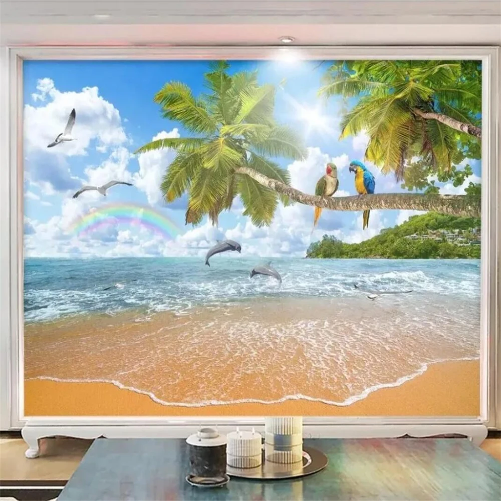 Custom Seascape wallpaper for walls 3 d Landscape Maldives TV Background 3D mural wall paper for living room Wall stickers